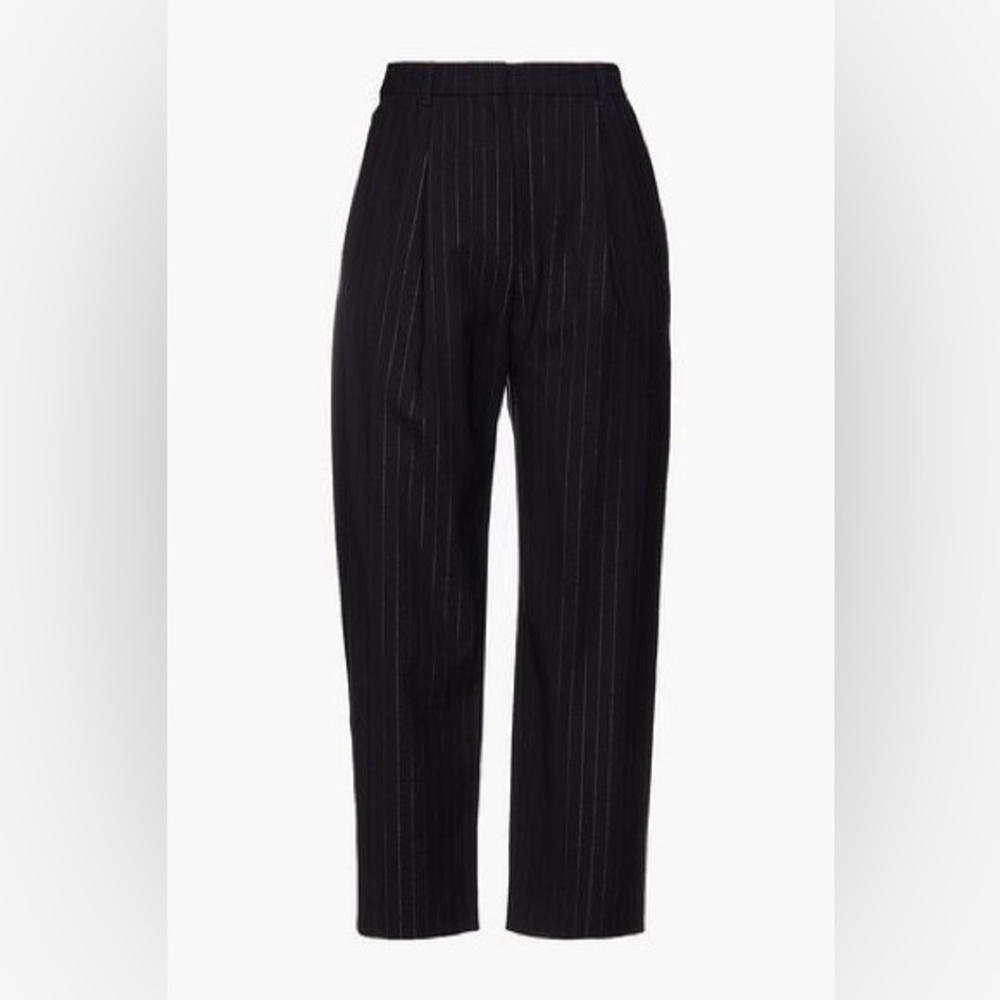 KENZO Cropped metallic pinstriped wool-blend straight-leg pants